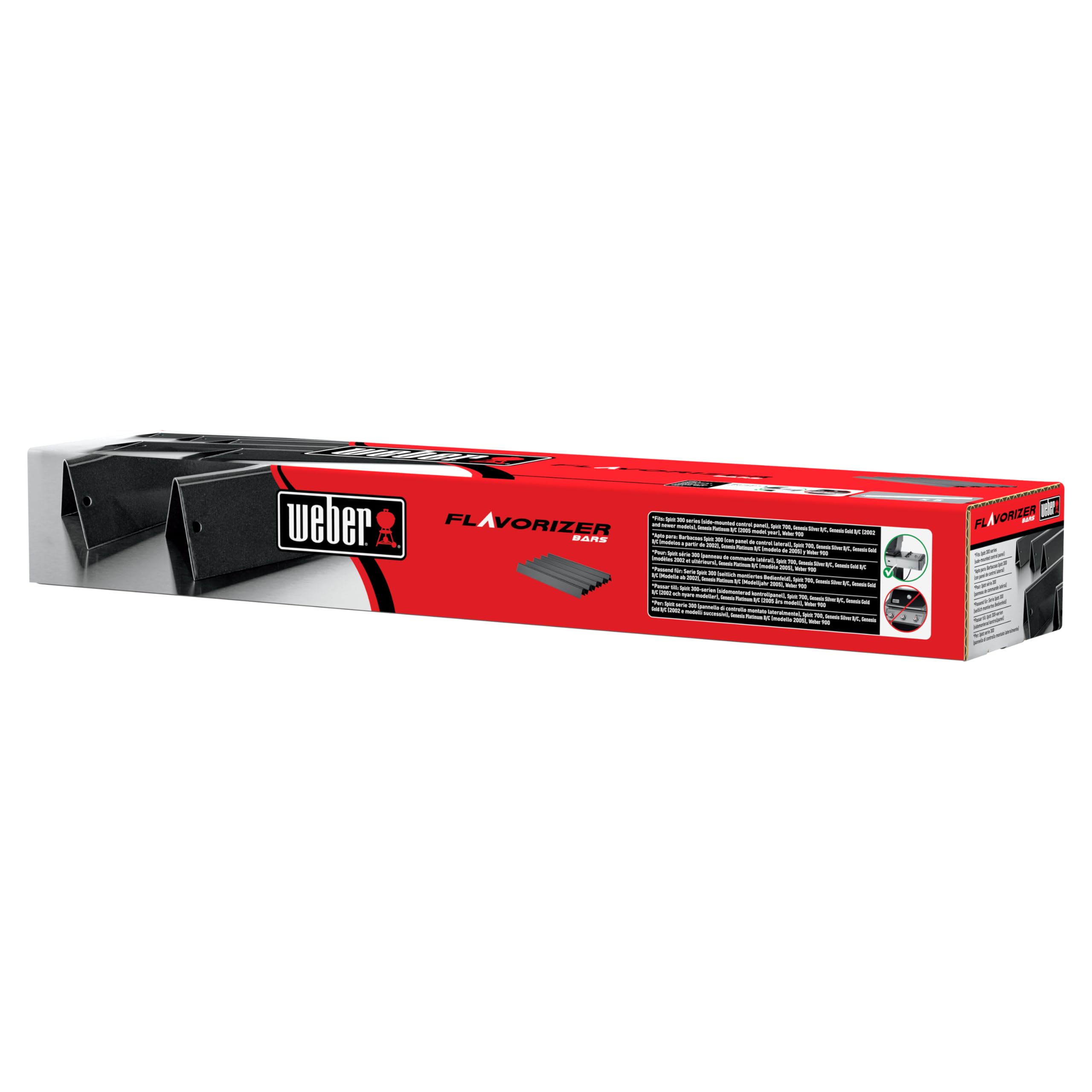Weber Flavorizer Bars esmaltadas, compatibles con Spirit Serie 300 hasta 2012, Set de 5 Unidades para un asado equilibrado y Aroma Intenso