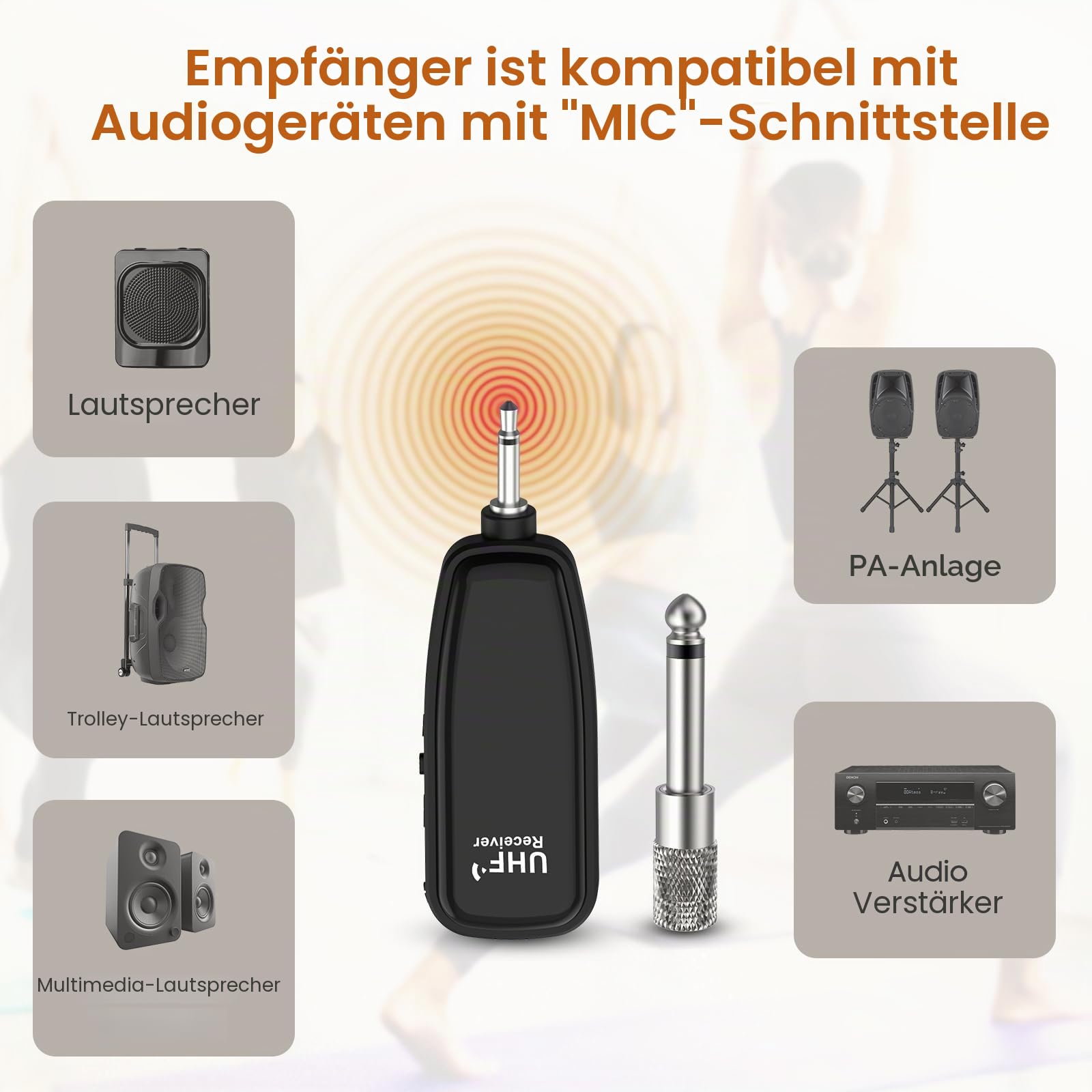 Kabelloses Headset Mikrofon, UHF Hautton Drahtloses Mikrofon Lautsprechersystem, Beigefarbene Sprachverstärker Funkmikrofon, 50m Kabelloser Reichweite, für Lehrer, Reiseleiter, Fitnesstrainer