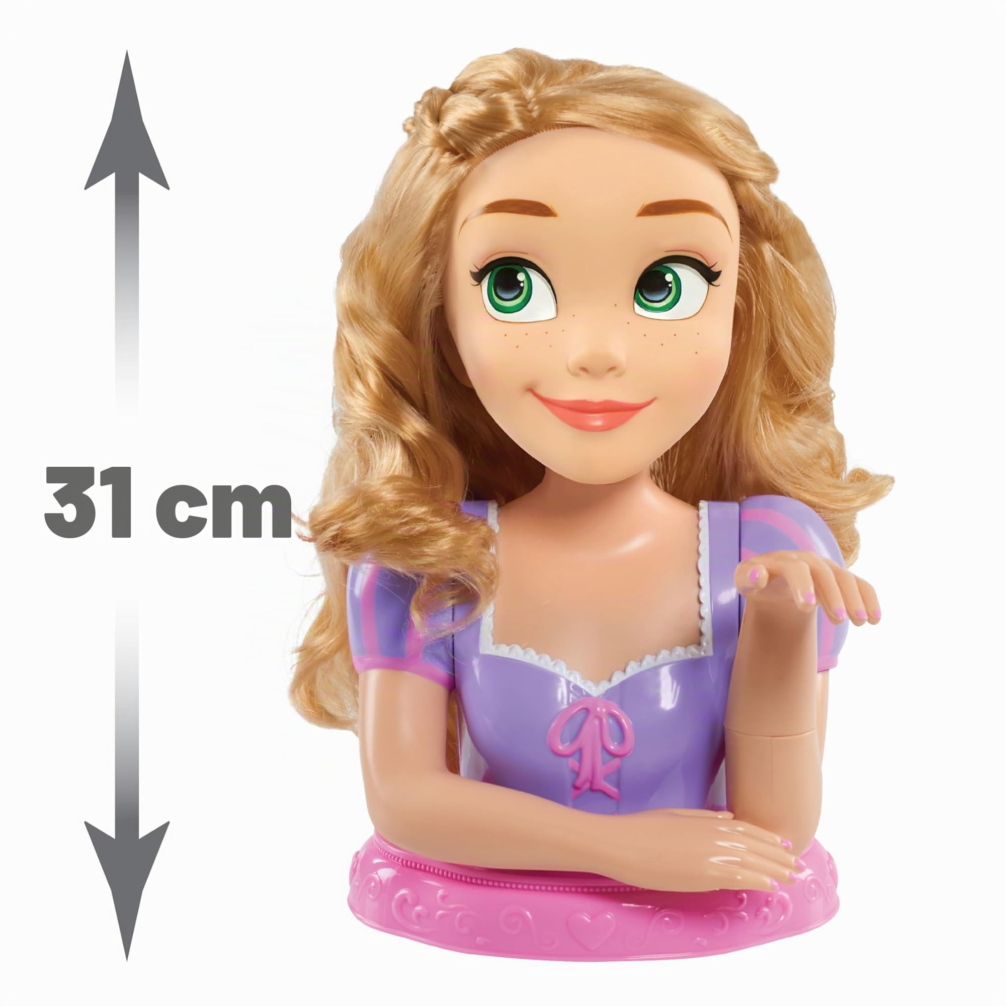 Just Play Testa di Deluxe Rapunzel da pettinare Disney Princess, Capelli biondi, Set di 13 Pezzi per Gioco di finzione, Giocattoli per Bambini dai 3 Anni