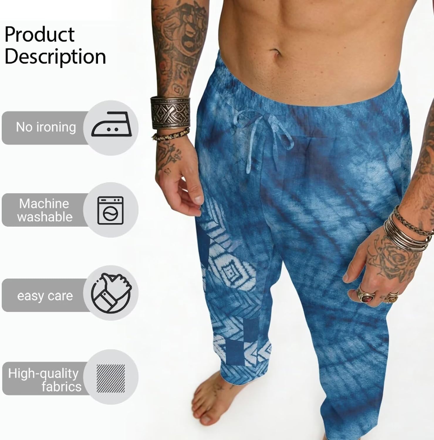 Jogger Sweatpants for Men Prints Yoga Lightweight Trousers with Pockets Drawstring