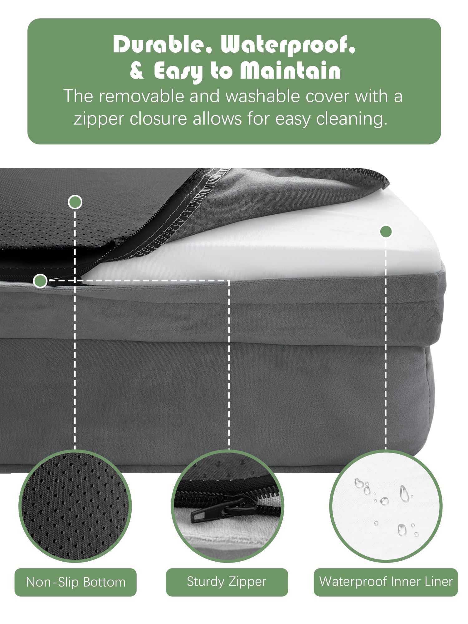 Spotted Play Cama ortopédica para perros con laterales, sofá cama para perros pequeños, cama de espuma de apoyo para mascotas con funda extraíble lavable, forro impermeable y parte inferior