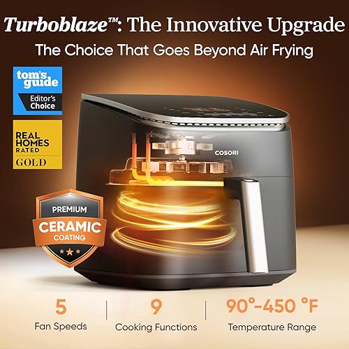 Miniatura 2 de Cosori 9-in-1 TurboBlaze Air Fryer 6 Qt, Premium Ceramic Coating, 90°–450°F, Precise Heating for Even Results, Air Fry, Roast, Bake, Broil, Dry