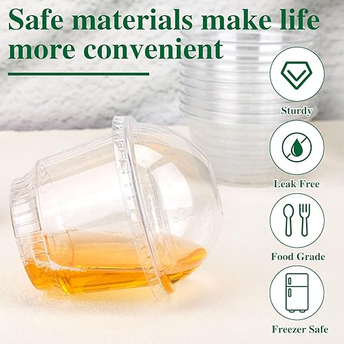 Miniatura 3 de Paquete de 50 vasos de plástico transparente de 12 onzas con tapas de cúpula (sin agujero), tazas de frutas, tazas de postre, vasos de postre