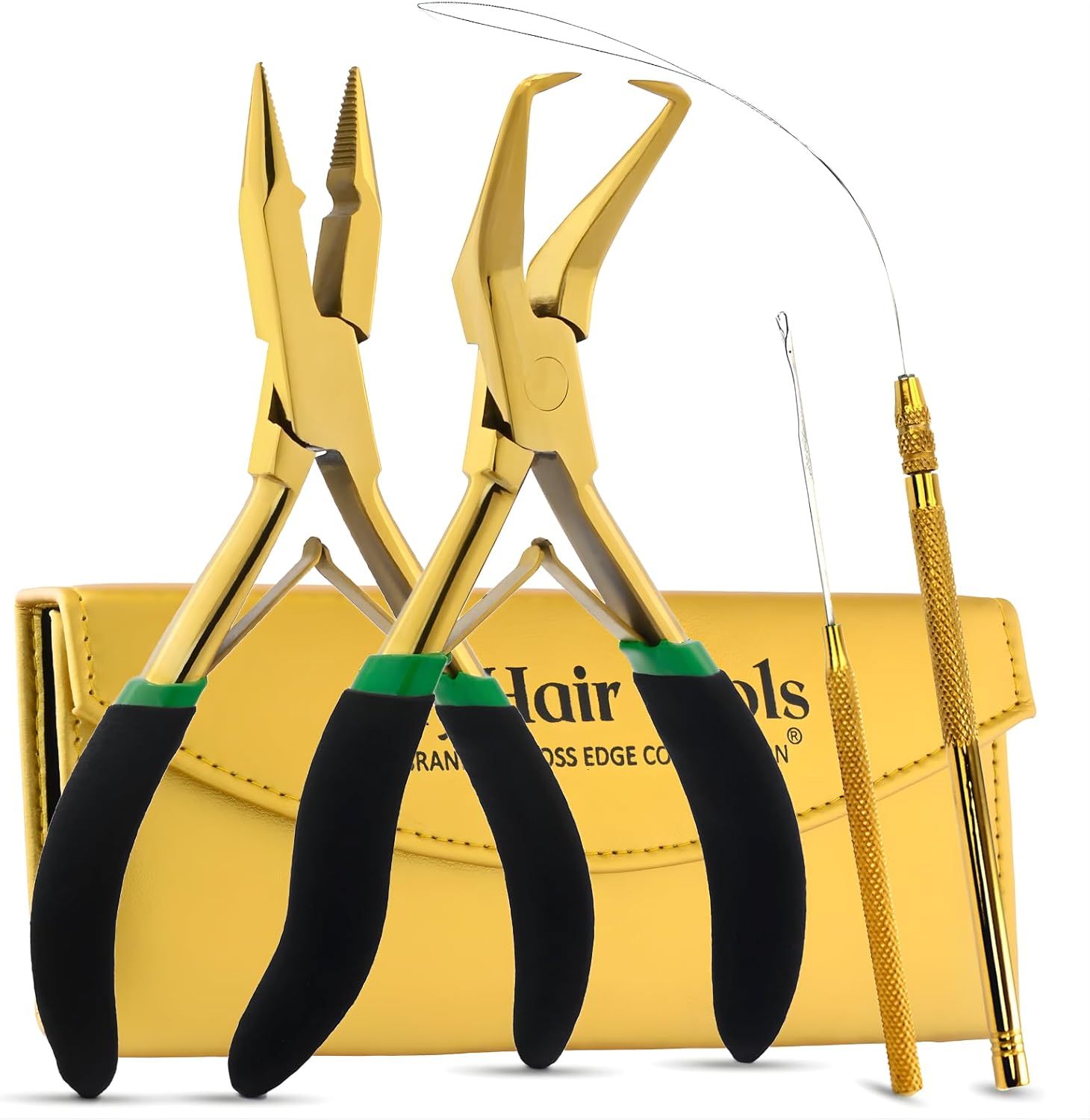 My Hair Tools Hair Extension Tools Kit – Micro Bead Closer & Remover Pliers, Pulling Loop, Needle Hook with Magnetic Case, Professional All-in-One Extension Tool Set