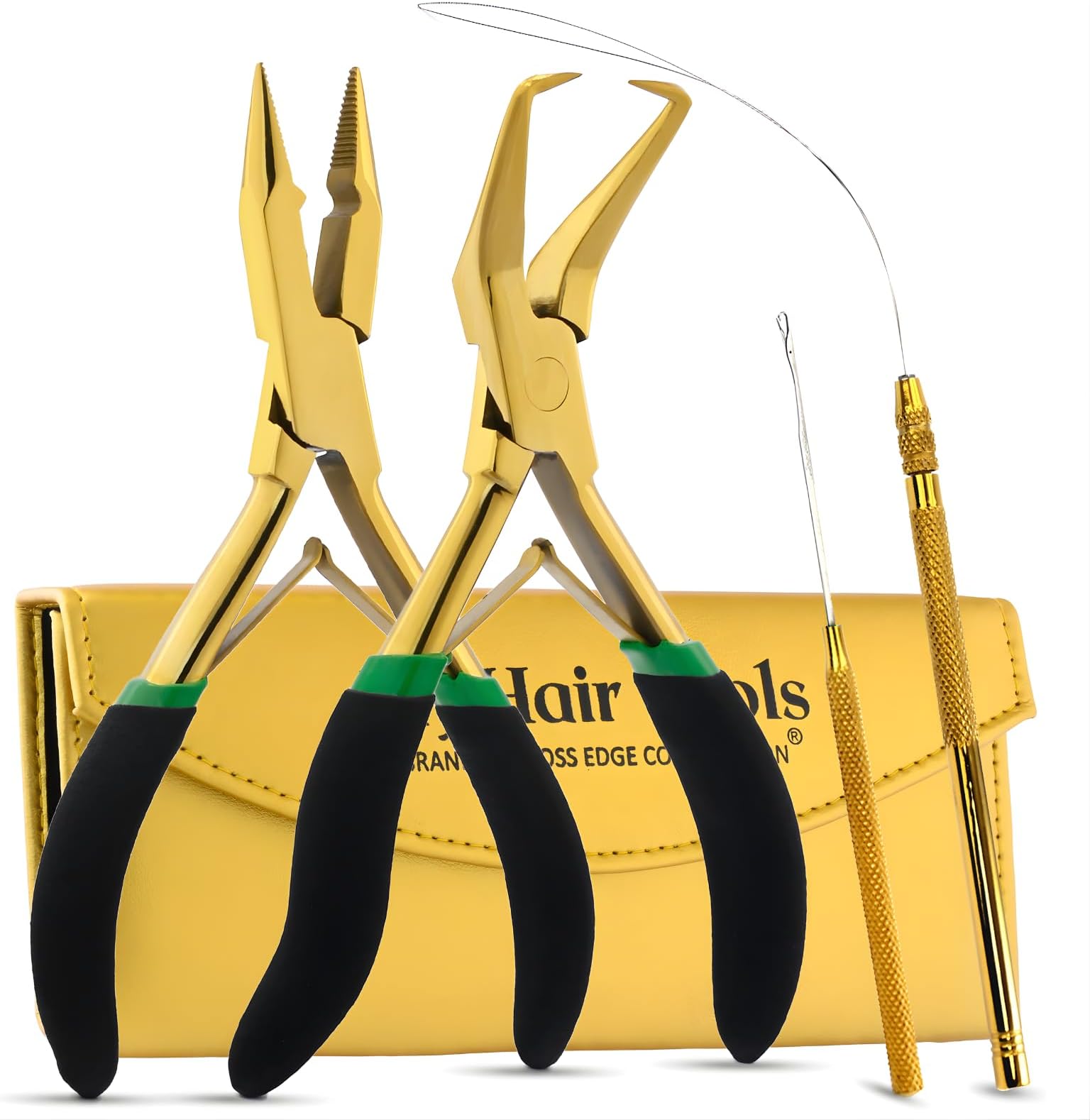 My Hair Tools Hair Extension Tools Kit – Micro Bead Closer & Remover Pliers, Pulling Loop, Needle Hook with Magnetic Case, Professional All-in-One Extension Tool Set