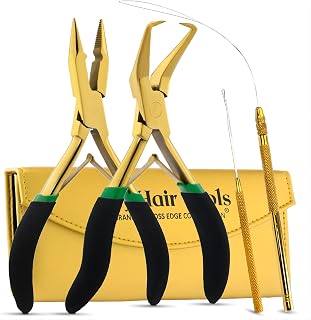 My Hair Tools Hair Extension Tools Kit – Micro Bead Closer & Remover Pliers, Pulling Loop, Needle Hook with Magnetic Case, Professional All-in-One Extension Tool Set