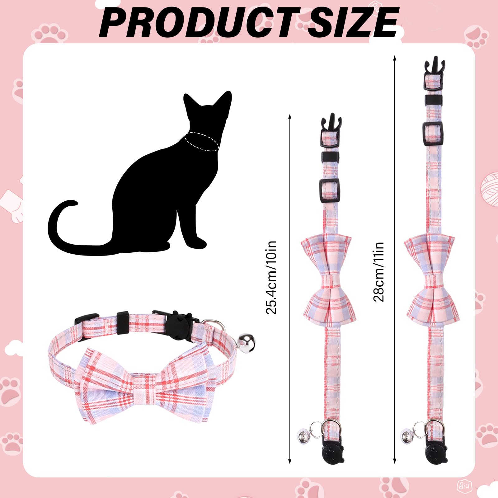 10 collares de gato con pajarita y campana, collares extraíbles para gatos, gatitos y cachorros