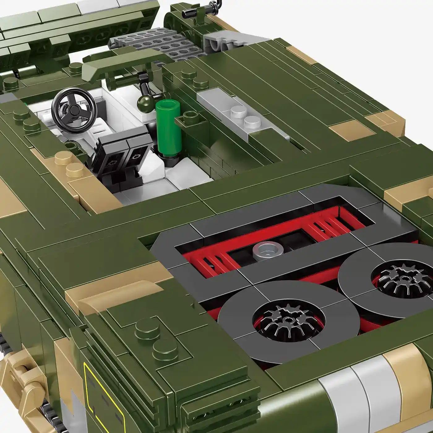BlueBrixx Pro 109783 Kampfpanzer Leopard II PSO, 1292 Klemmbausteine | 312 x 140 x 165 mm, Tarnoptik in Grün und Beige, breites Frontschild, zwei Antennen, kompakte Sammlergröße