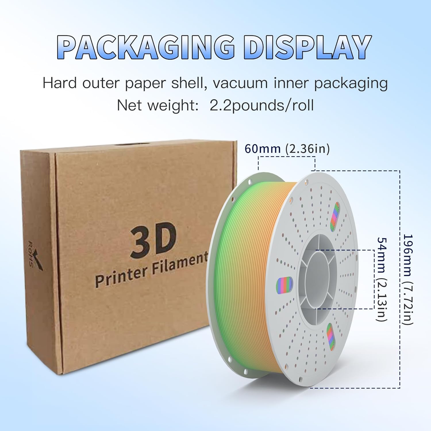 PINBALL Matte Rainbow PLA 3D Printer Filament 1.75mm Multi-Color Changing Filament 3D Printing PLA Filament Dimensional Accuracy +/- 0.02mm 1 KG Matte Rainbow Red Coral