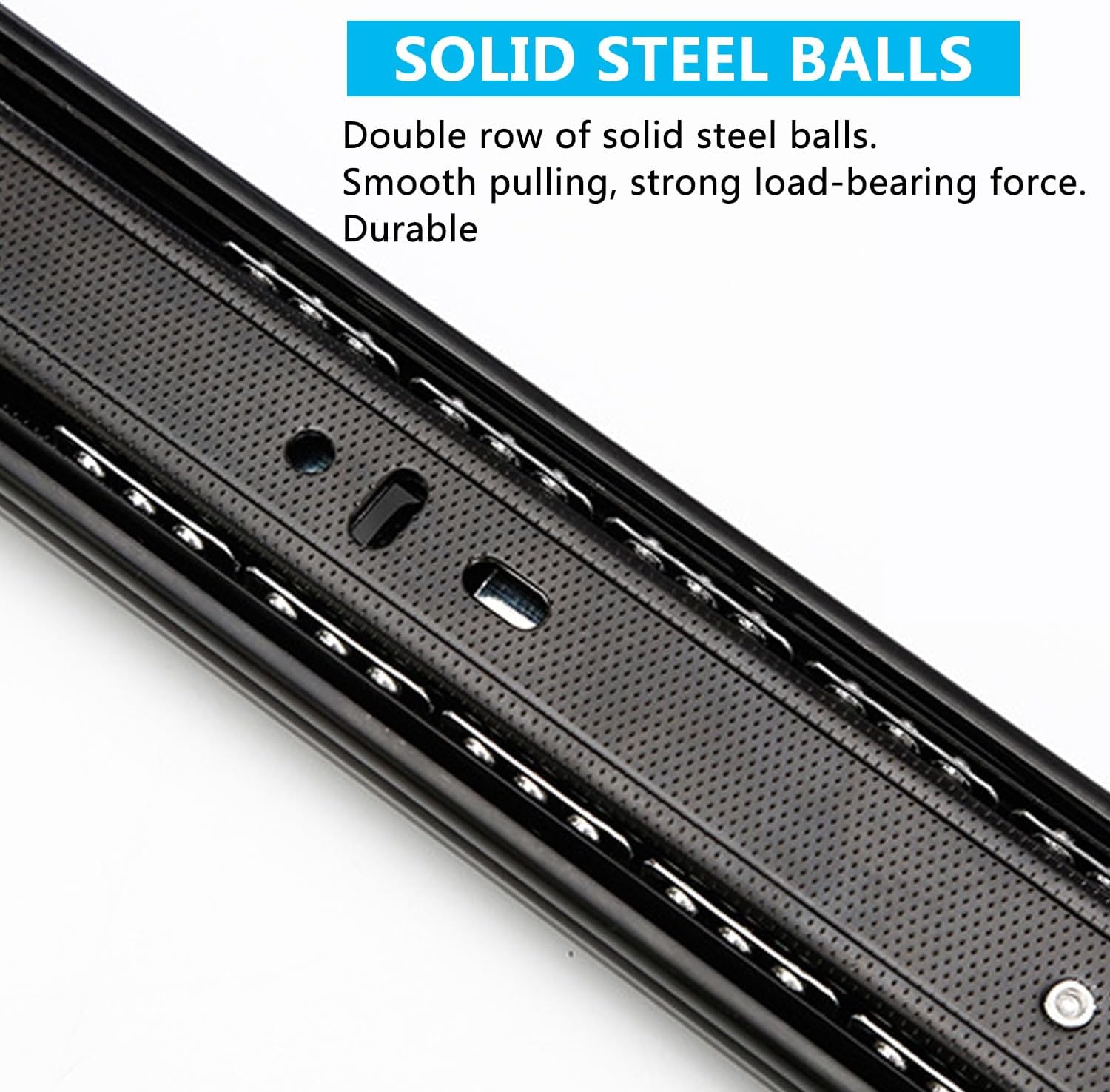 1 Pair 10 Inch Heavy Duty Drawer Slides – Full Extension Ball Bearing Side Mount Rails, 1 Pair 3 Section Black Cabinet Dresser Glides Wardrobe Kitchen Trash Can lider Runners (10 Inch)