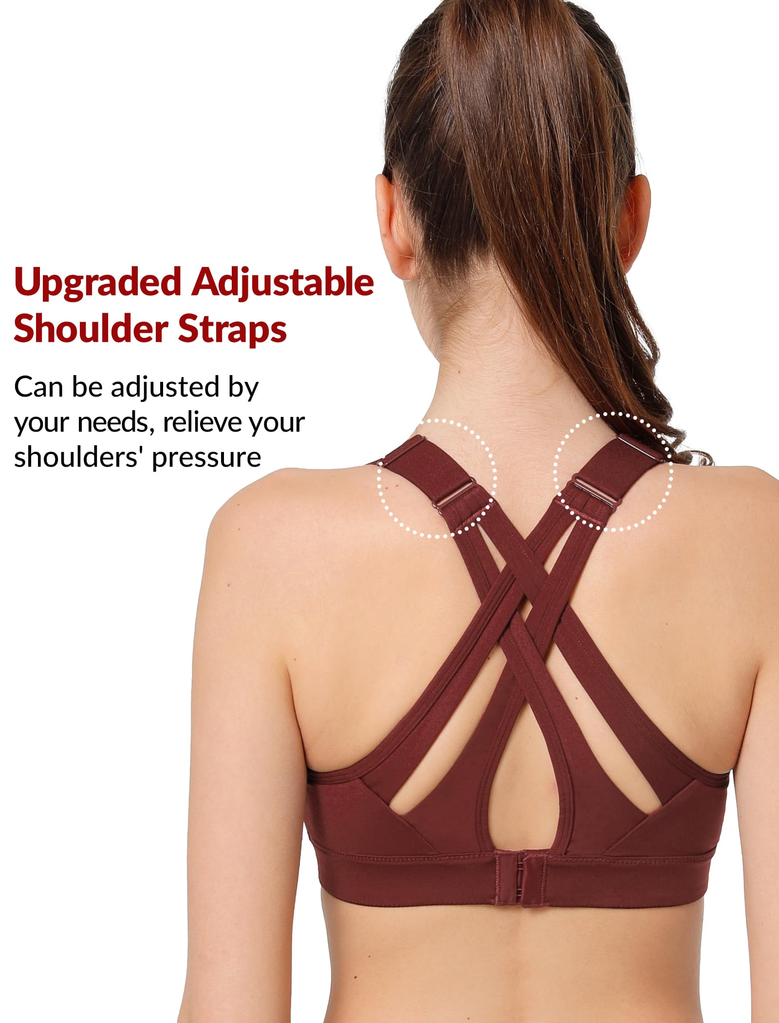 Yvette Power Adjustable Cross Back Padded Running Bra Allenamento Donna (Pacco da 1)