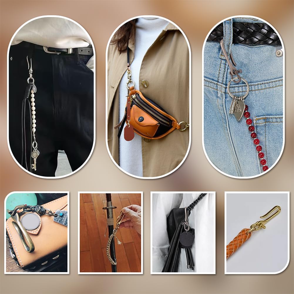 PH PandaHall Fish Hook Keychain, Alloy Key Ring Solid U Shape Key Hook Pocket Clip with Key Shackle for Keys Men Wallet Chain image 5