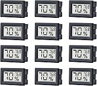 Pgzsy 12 Pack Mini Digital Thermometer Hygrometer Indoor Temperature Humidity Gauge LCD Fahrenheit for Humidors Greenhouse Garden