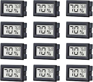 Pgzsy 12 Pack Mini Digital Thermometer Hygrometer Indoor Temperature Humidity Gauge LCD Fahrenheit for Humidors Greenhouse Garden