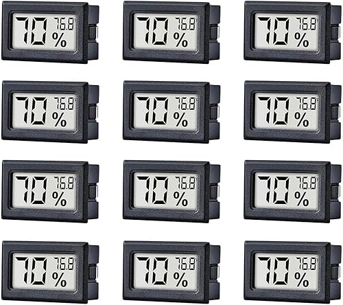 12 unidades de mini medidores electrónicos digitales de temperatura de humedad, medidor de temperatura interior, higrómetro pantalla LCD Fahrenheit