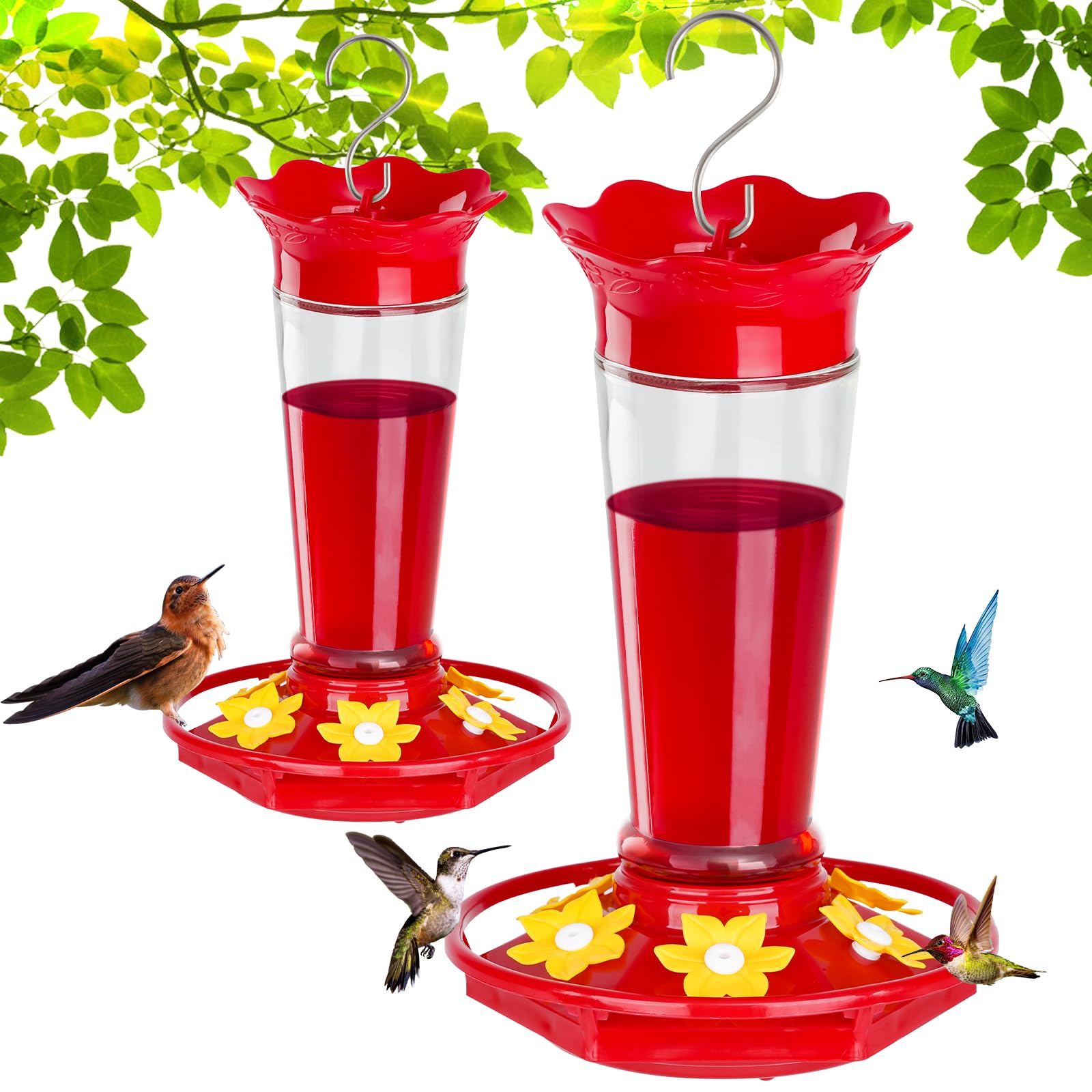 Amazon.com : Gbekery Glass Hummingbird Feeders for Outdoors Hanging Ant ...