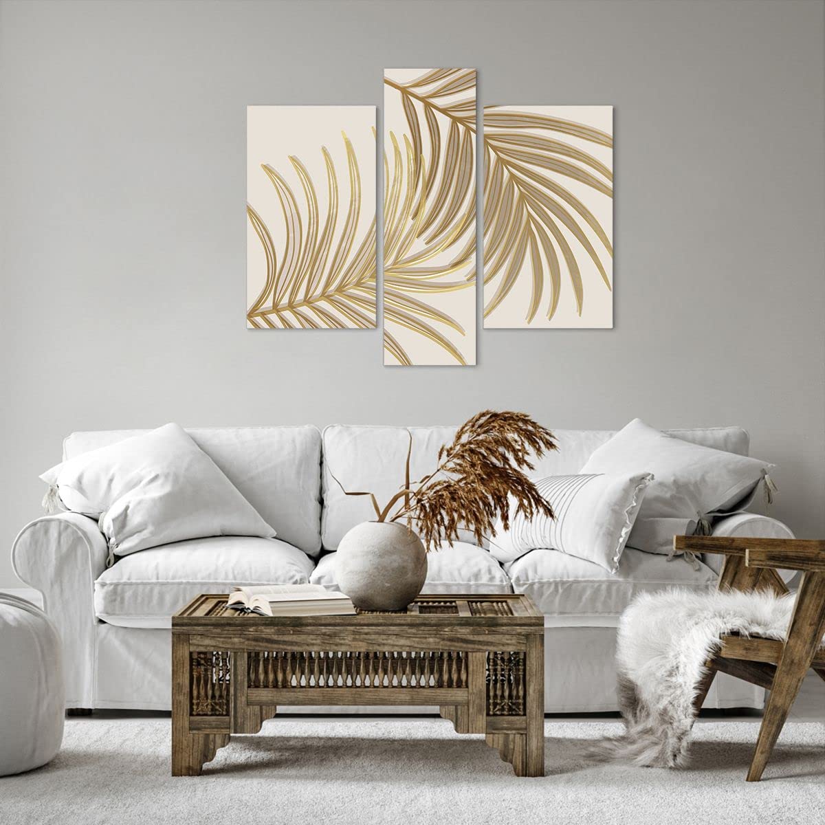 Cuadro sobre Lienzo 95x80cm Moderno Tríptico Botánica Naturaleza - 4738