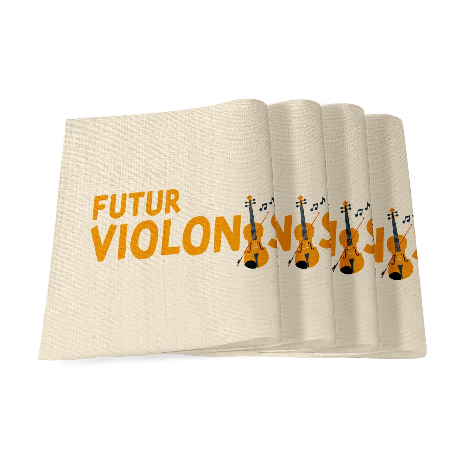 Sets de table en lin 40x28,5 cm au motif de violon Heifetz Paganini pour table mélomane