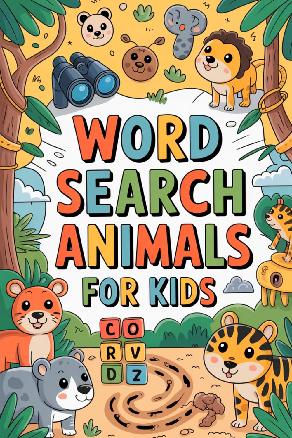 Word Search Animals for Kids: Gifts Ideas for Children: Interactive Puzzle Workbook for Ages 6-8 with Fauna Theme