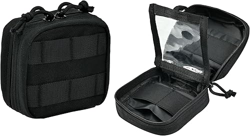 EDC Small Tactical Molle Pouch, Micro Utility Pouch,Removable Clear ID Pocket Mini Knife Compass Flashlight Card Storage Bag Belt Outdoor Hiking