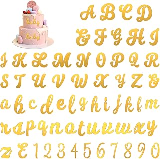 Acrylic Cake Topper Number Alphabet DIY Personalized Alphabet A-Z Number 0-9 Cupcake Toppers for Custom Wedding Birthday Party Baby Shower Decorations Supplies (Gold)
