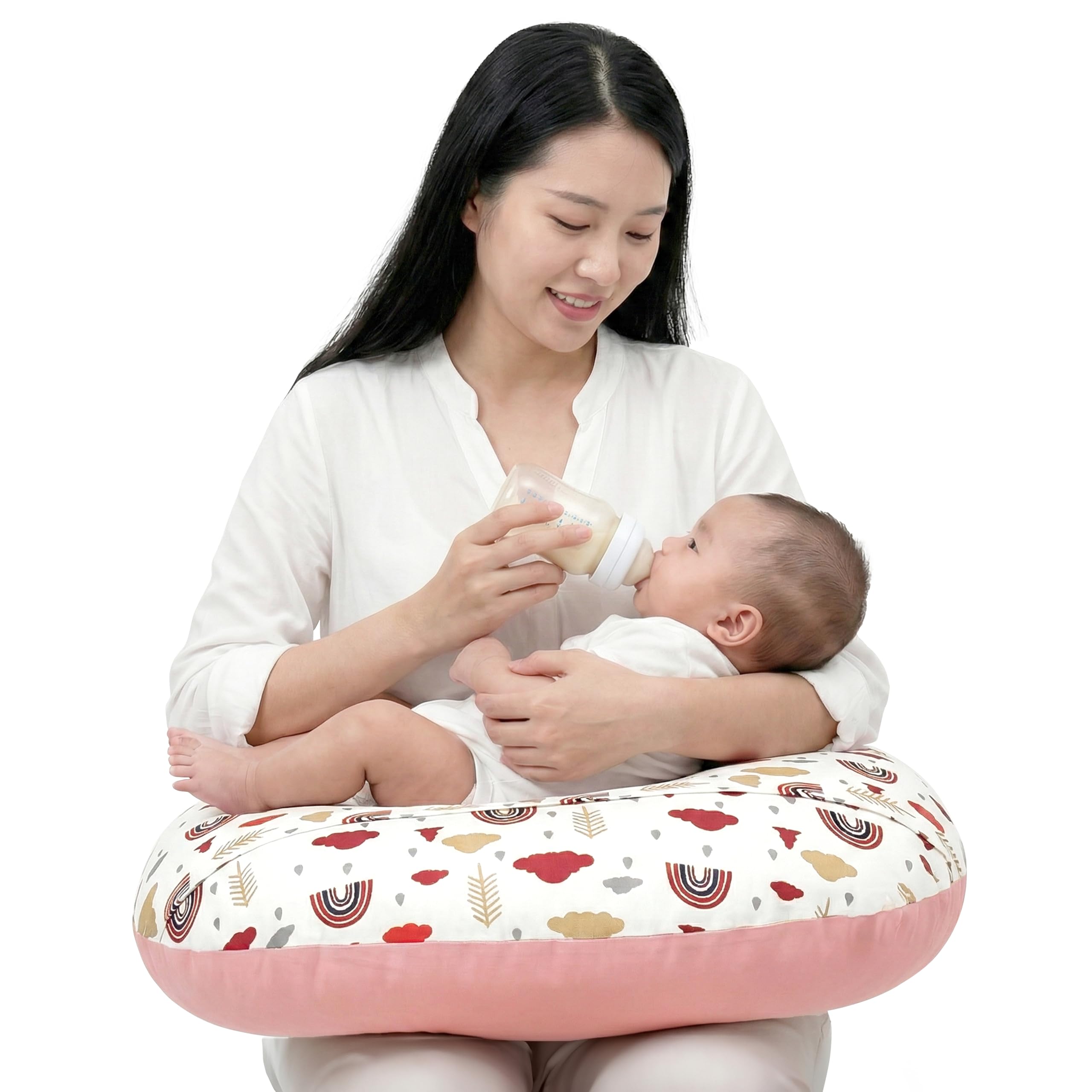 Nursing Pillow for Breastfeeding Feeding Pillows | Wider More Support for Mom & Baby | Removable Cotton Cover (Blush Pink)-image-15