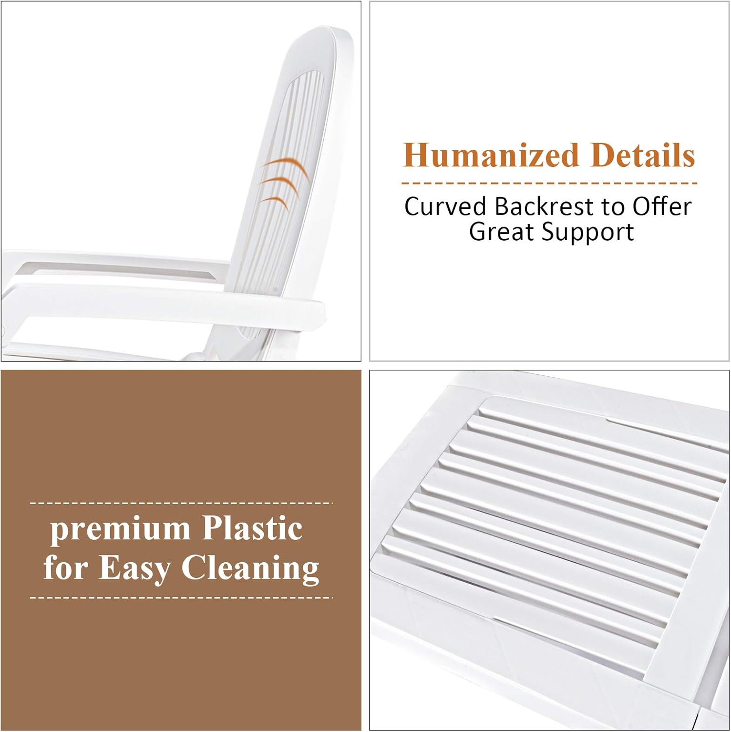 Giantex Chaise Lounge Outdoor 6 Adjustable Backrests Lounge Chair Recliner with Wheels for Patio, Poolside, Garden Foldable Beach Sunbathing Lounger(1, White)