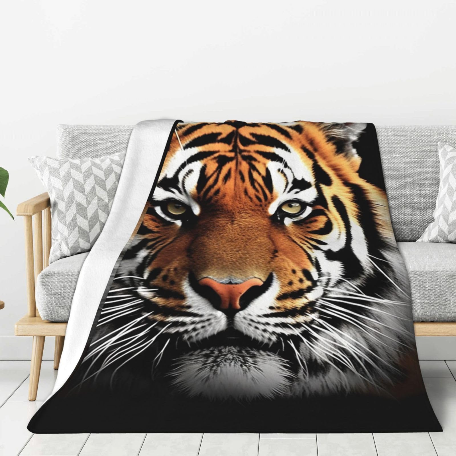 Tiger Face Throw Blanket Plush Flannel Fleece Blanket, Soft Lightweight Cozy Blankets 60"X50" for Bed Couch Sofa Travel