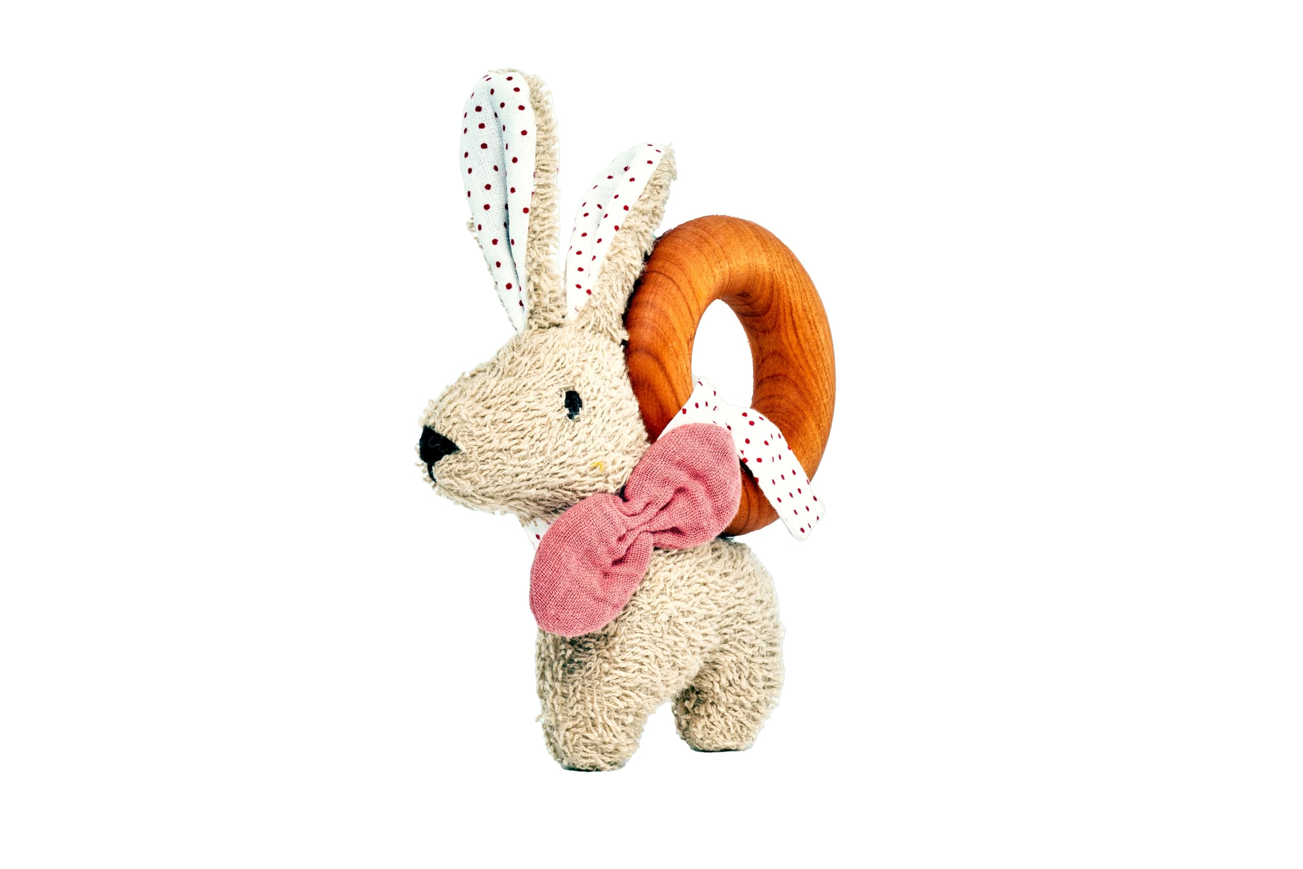 KäThe Kruse Mini Coniglietto In Legno Di Ciliegio Con Sonaglio In Peluche Rimovibile, In Cotone Oeko-Tex®, Per Bambini A Partire Da 0 Mesi - 4