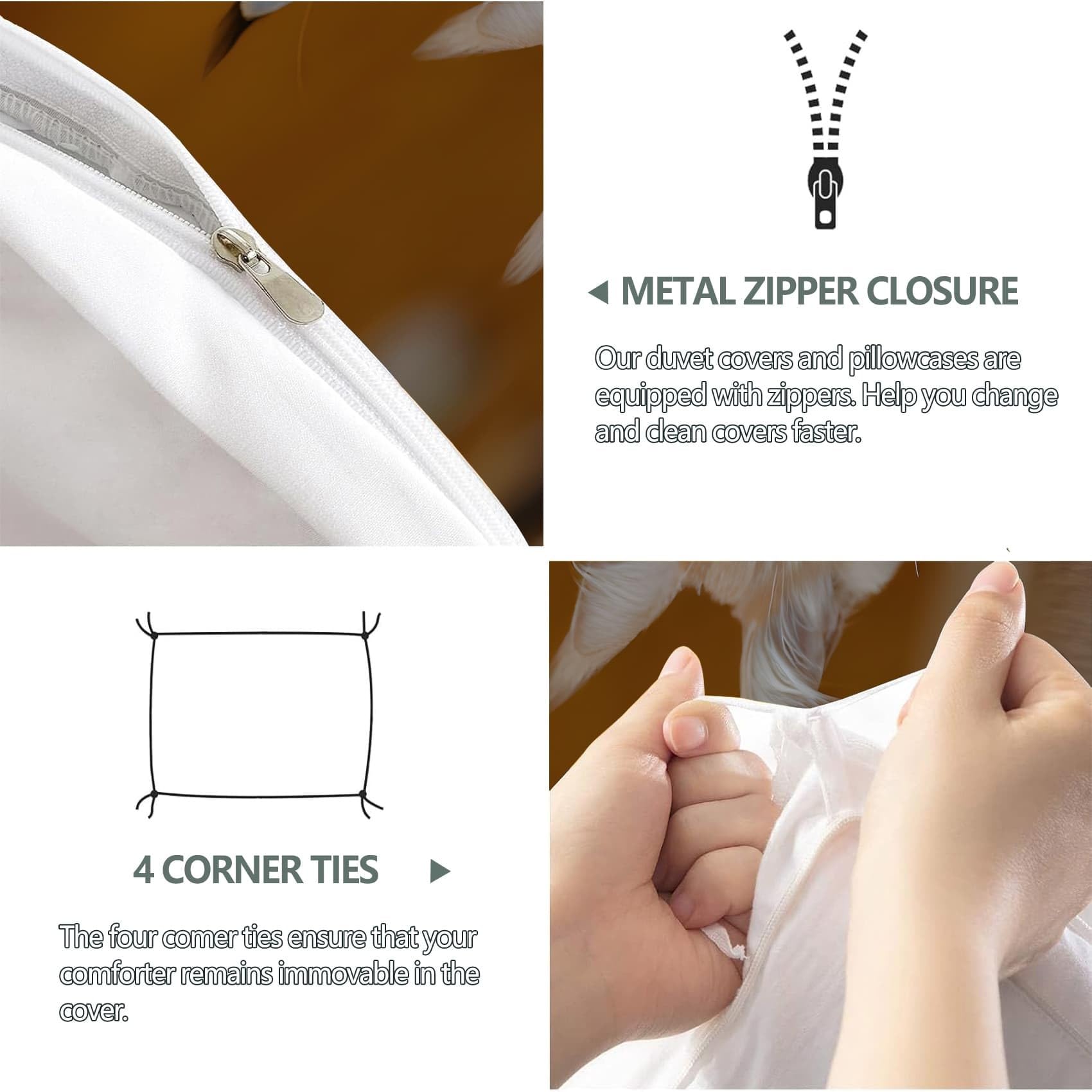 Copripiumino Matrimoniale 250x240cm Documentario Completo letto Singolo Letto con Cerniera, Copripiumino in Morbida Microfibra con 2 Federe 50x80cm, Gatto carino ZB431