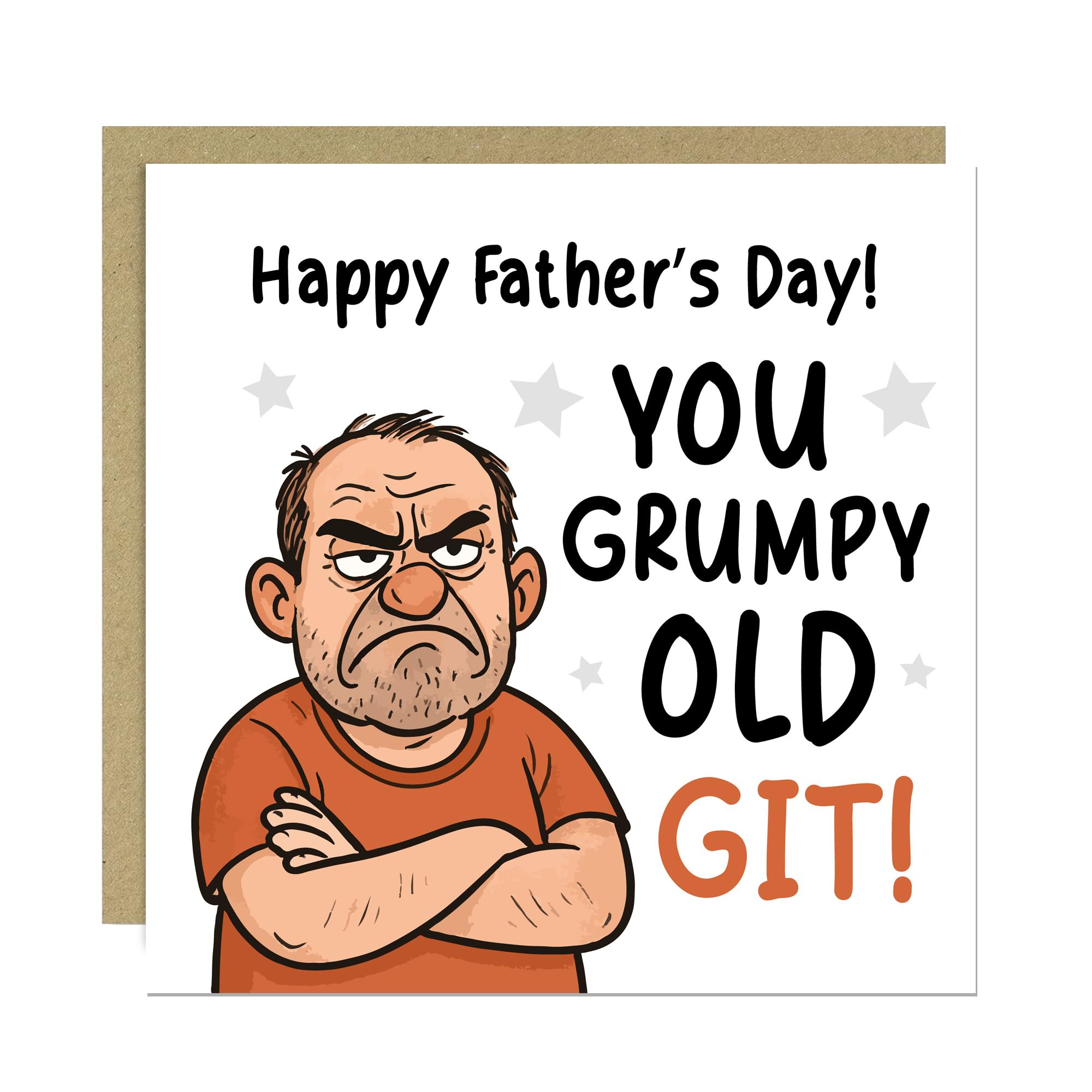 RED OCEAN Funny Father's Day Card For Dad Grumpy Old Git Novelty Fathers Day Card From Daughter Son Funny Dad Joke For Him 14. 5x14. 5cm With Kraft Envelope
