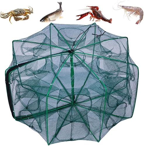 Miniatura 9 de La trampa de pesca plegable mágica, kit de pesca fortalecida autoplegable, trampa de cebo de pesca, red de pesca portátil para cangrejo, cangrejos 6