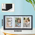 ZEEYUAN 4x6 Desk Picture Frame Rotating Double-Sided Picture Frame, 4x6 Wooden Collage Family Photo Frame for Office Desktop, Holds 6 Photos, Black