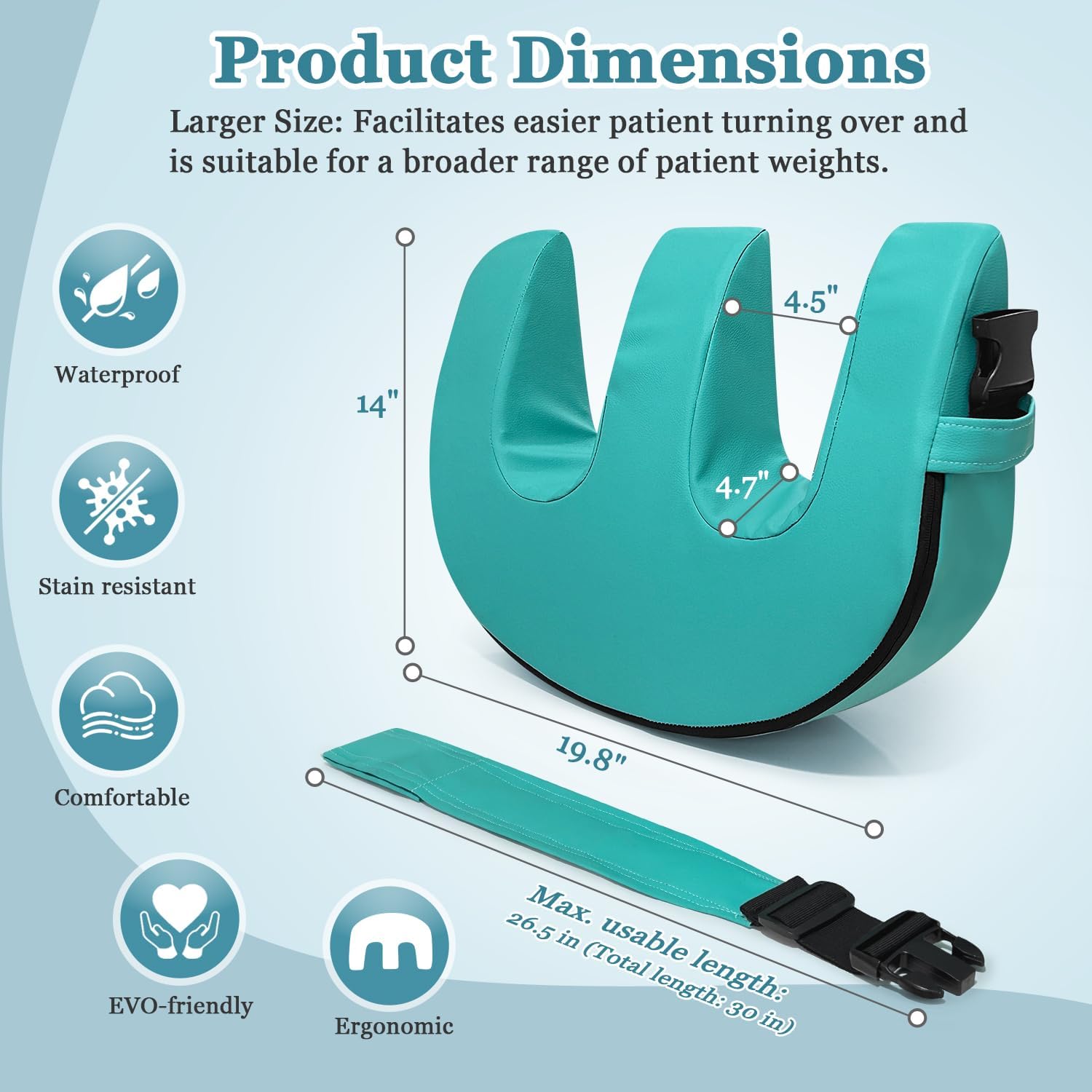 Bedridden Patient Turning Device, Bedroll Pillow for Elderly Anti Pressure Easy Roller, Disabled Paralyzed Turn Over Positioning Anti-Bedsore U Shaped Nursing Assist Products (Waterproof)