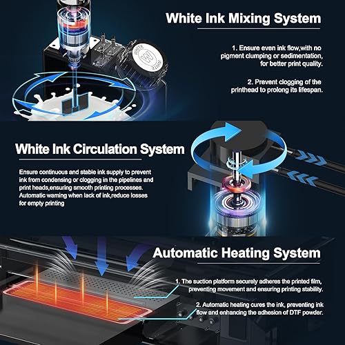 Miniatura 3 de DXZ Impresora DTF A3 con alimentador de rollo, impresora de transferencia DTF L1800 con tasa de transferencia del 100% para telas de bricolaje,