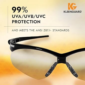 KleenGuardTM V30 NemesisTM Safety Glasses (25679), with KleenVisionTM Anti-Fog Coating, Clear Lenses, Black Frame, Unisex for Men and Women (Qty 12)