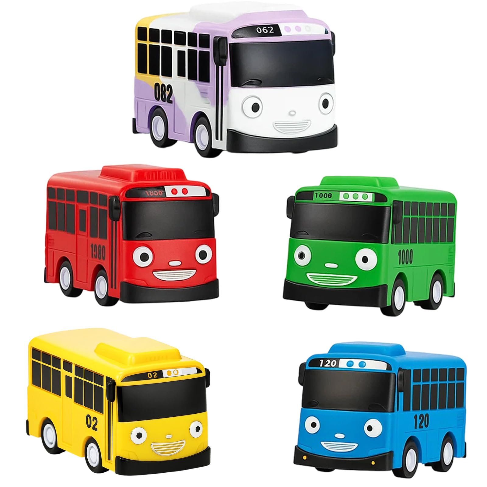 Toy Bus, 5 Piece Bus Toy Collection, Little Bus Toys for Creative Play and Display, Professional Portfolio Management and Educational Activities