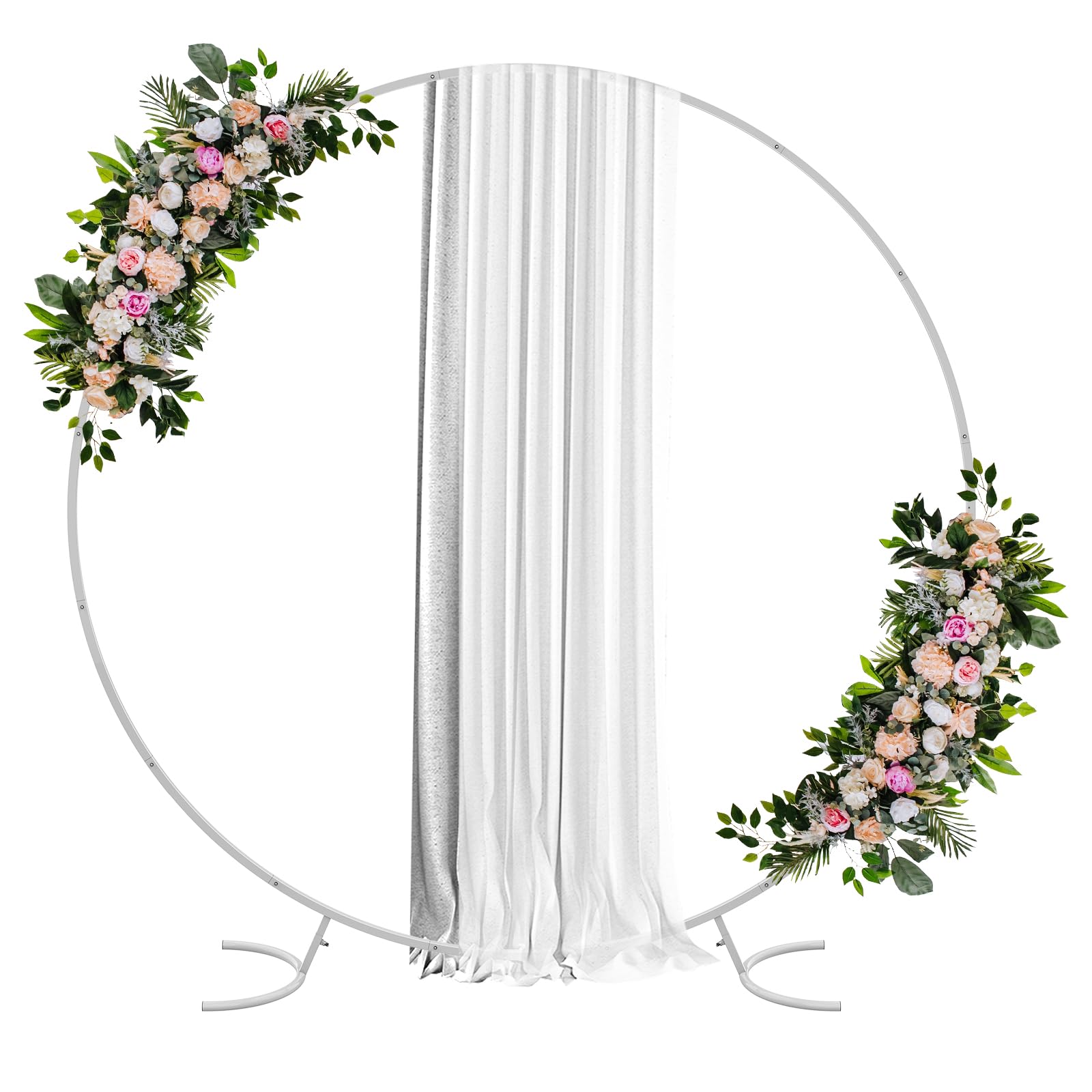 6.6FT Balloon Arch Stand, Circle Balloon Arch, Wedding Arch for Ceremony, Round Backdrop Stand, Metal Frame Arch Backdrop Stand for Wedding, Baby Shower, Birthday Party Decoration(White)
