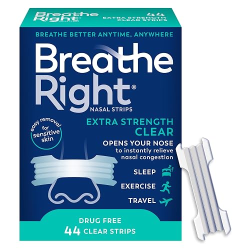 Breathe Right Nasal Strips, Extra Strength, Nasal Congestion, Clear, 44ct