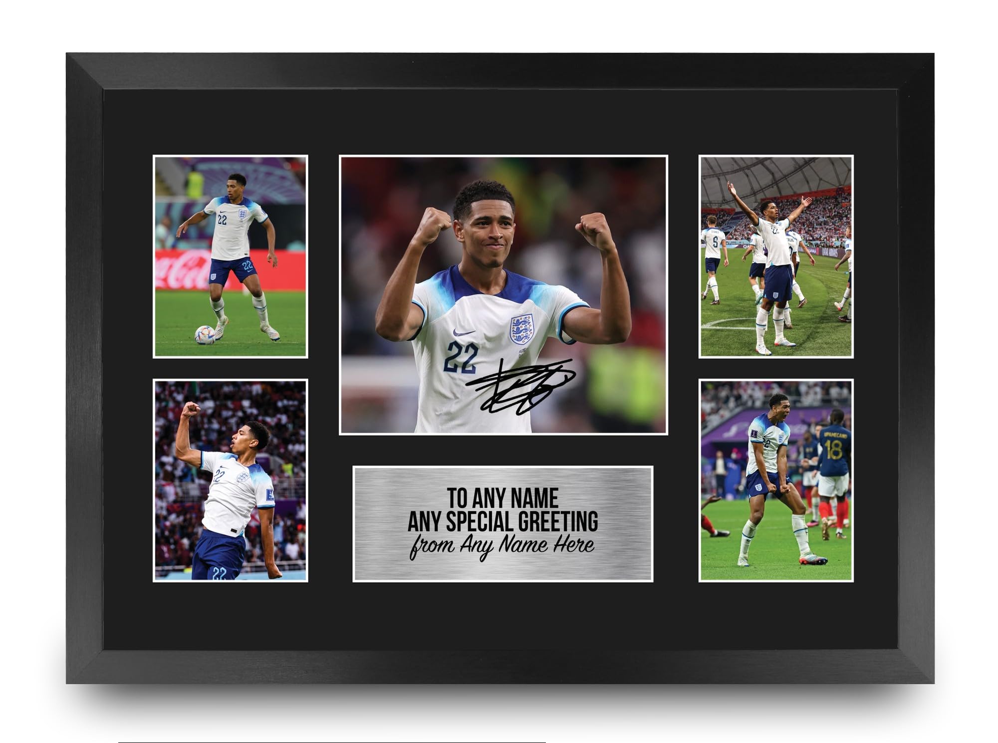 HWC Trading Jude Bellingham England Personalised Gift - Signed Autograph Picture, Framed A3 Football Photo Display with Custom Name Message for Birthday Christmas Wedding — image 1