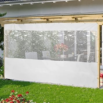 Waterproof Awning 8x13ft Outdoor Tarp Curtain Commercial Clear Awning Canopy Roll Up Patio Enclosure for Patio Garden Canopy Rainproof Anti-Tear PVC Thick Cover