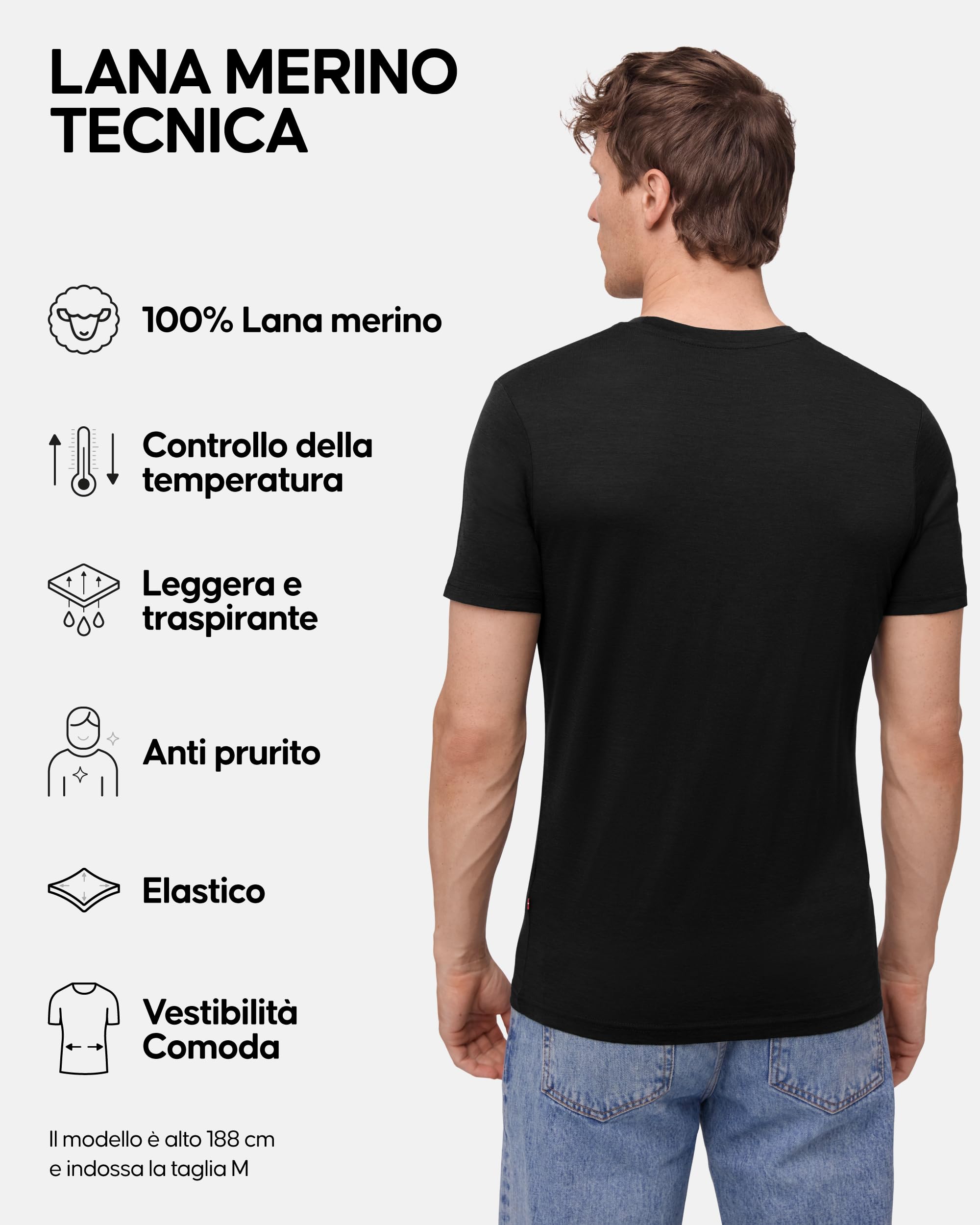 DANISH ENDURANCE Maglia Termica Uomo in 100% Lana Merino, Maglietta T-Shirt Maniche Corte, Traspirante e Anti-umidità, 1 o 2 Paia