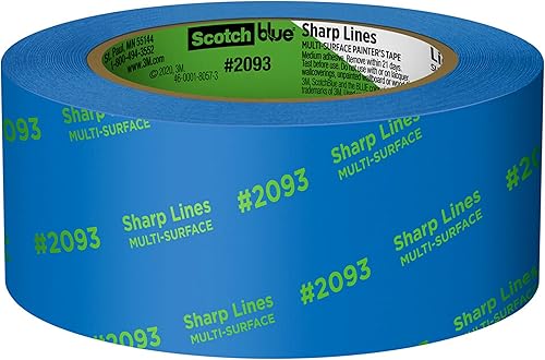 Miniatura 4 de ScotchBlue Sharp Lines - Cinta para pintor multisuperficie, 1.88 pulgadas x 60 yardas, 3 rollos, azul, cinta de pintura que protege superficies y se