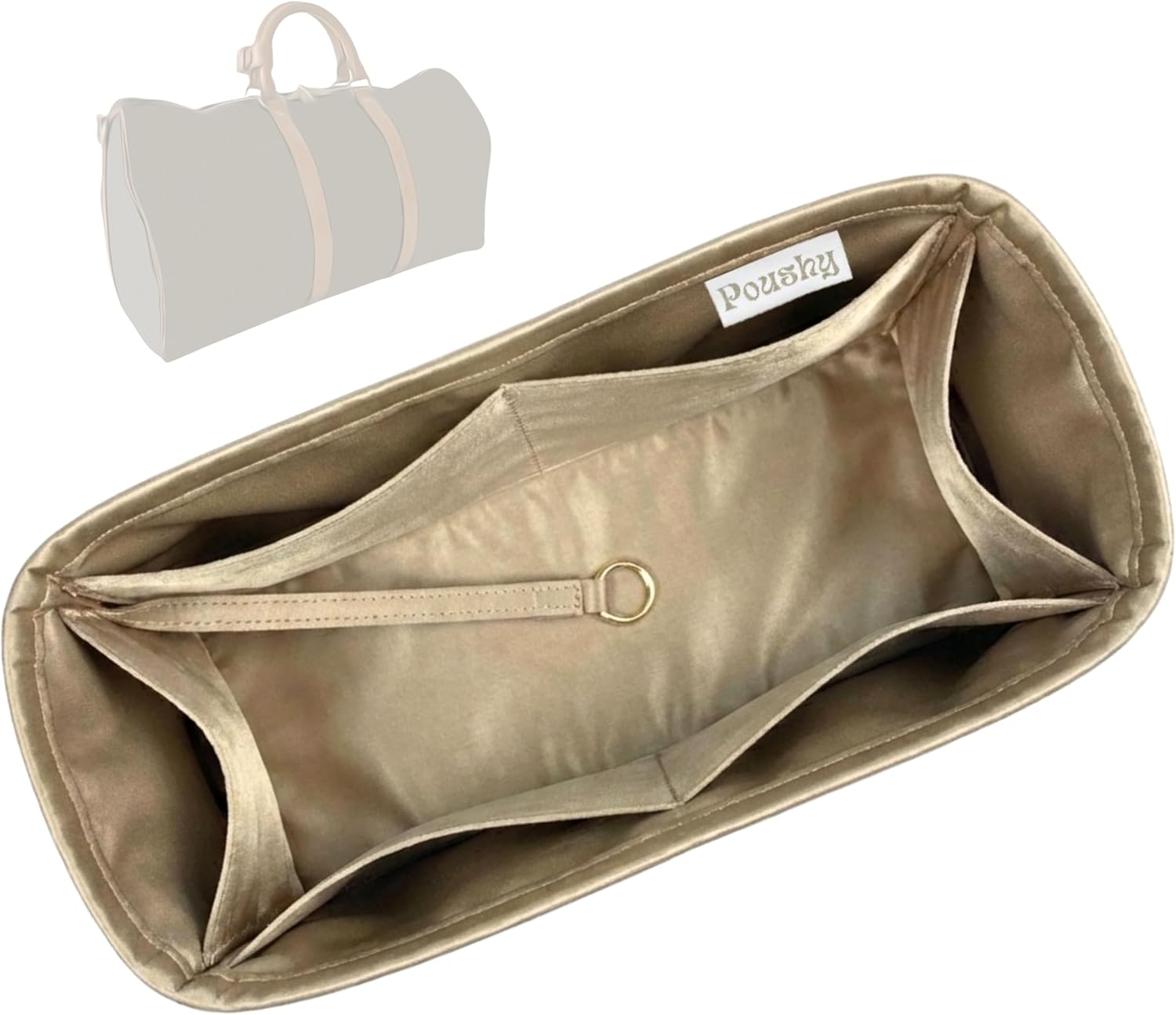 Luxe Silk Purse Organizer compatible with LV Keepall 25/35/45/50/55/60 Organizer — Perfect Fit, Full Coverage, No Bulky, Reinforced Base, Premium Quality (Beige, KP 35)