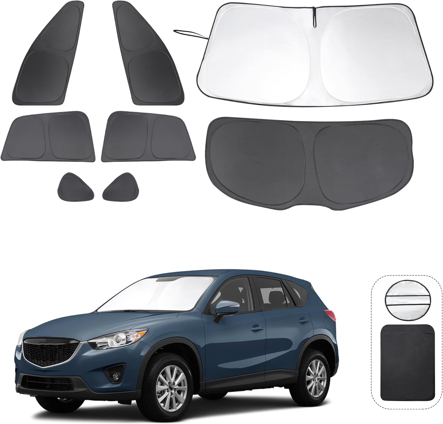 Window Shades for Mazda CX-5 2013 2014 2015 2016 Accessories Car Side Full Windows Rear Triangular Windshield Sun Shade Sun UV Rays & Privacy Protection for Camping,Napping,and Relaxing 8PCS