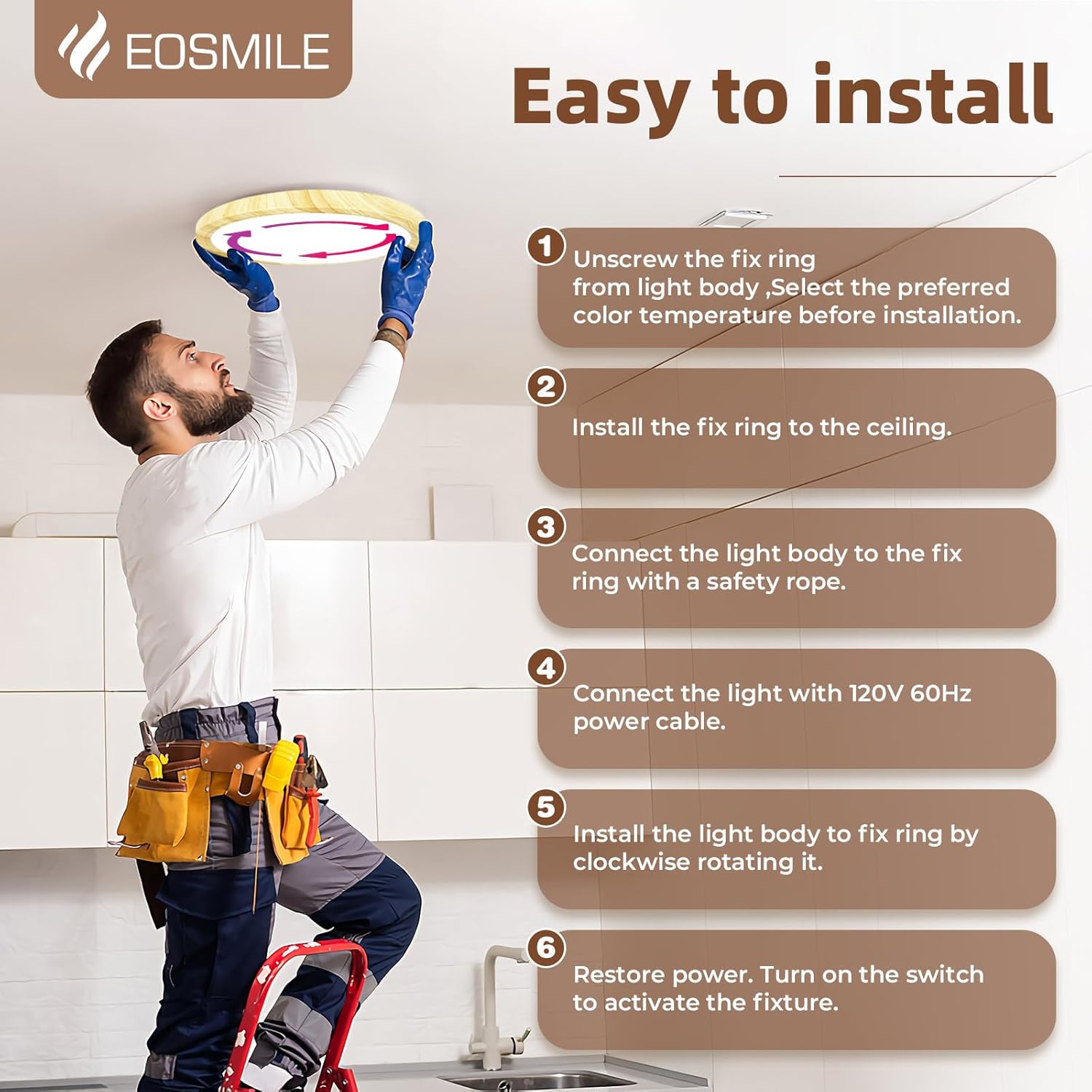 2 Pack 12 Inch Wood Grain LED Flush Mount Ceiling Light, 25W, 3000LM, CRI 95+, 2700K-5000K 5-Color Selectable & Dimmable, Thin Flat Surface-Mounted Fixture for Laundry, Hallway, Living Room