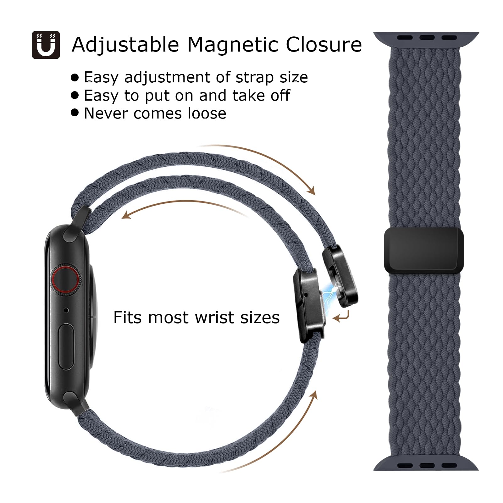 Cinturino Intrecciato Compatibili con Cinturini Apple Watch 46mm 45mm 44mm 49mm 42mm Uomo e Donna, Chiusura Magnetica Cinturino in Nylon Tessuto Elastico per iWatch SE Series 10 9 8 7 6 5 4 3 2 1