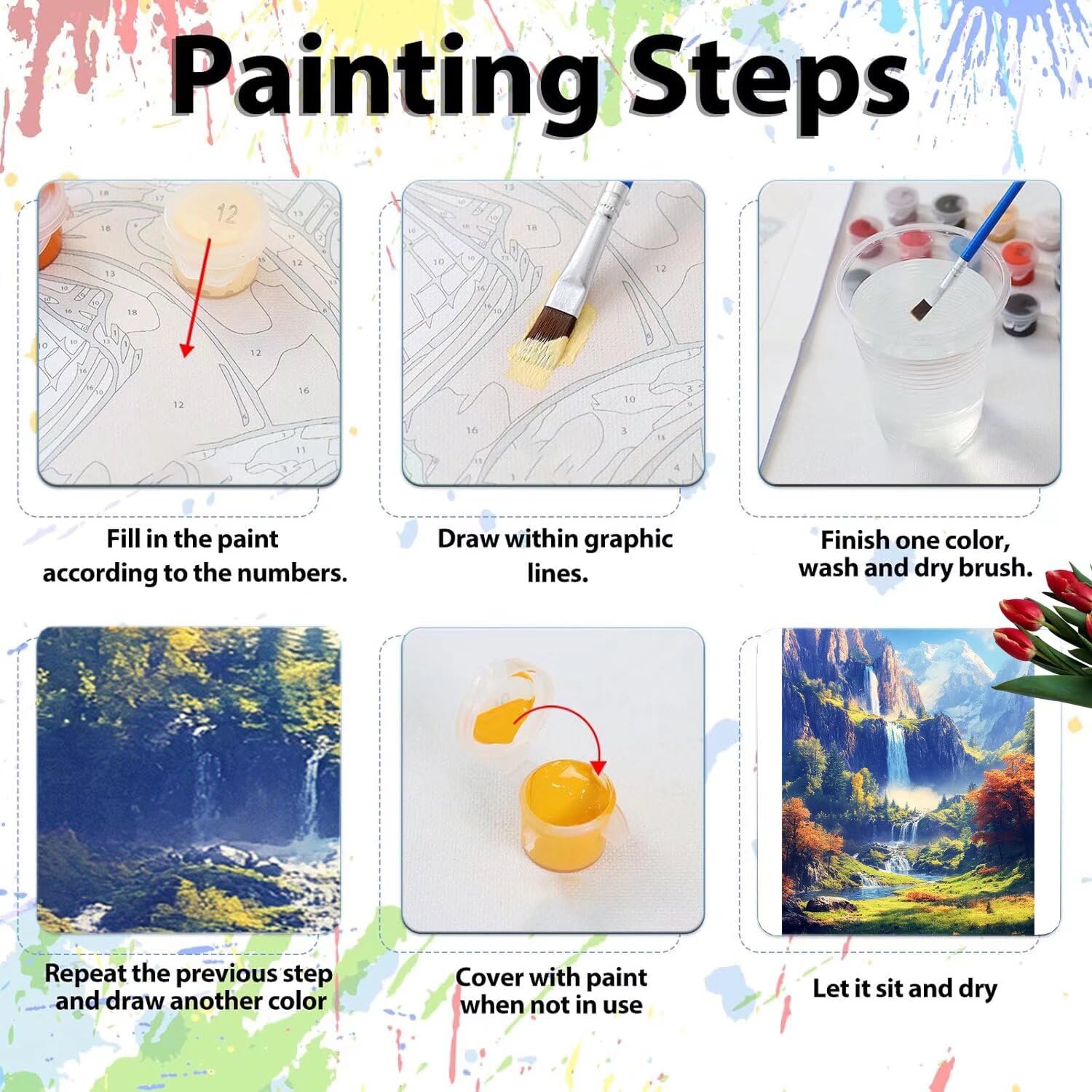 Pintar por Numeros Adultos pintar por numeros niños manualidades niños 10 años, DIY Pintar por Números de Pincel y Pintura acrílica Decoraciones para el Hogar Manualidades, sin Marco 60x80cm C-64