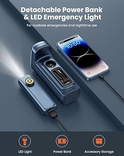 Miniatura 7 de Compresor de aire portátil para inflador de neumáticos bomba de aire inalámbrica SOWINK de 150 PSI con batería recargable de 7800 mAh, bomba