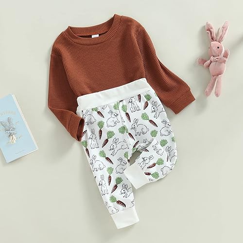 Miniatura 2 de Sasaerucure Conjunto de 2 piezas de sudadera de calabaza y pantalones de manga larga para bebés y niños pequeños para Halloween